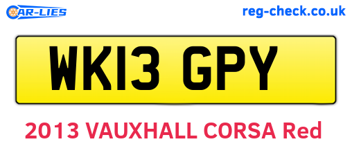 WK13GPY are the vehicle registration plates.
