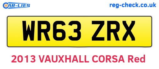 WR63ZRX are the vehicle registration plates.