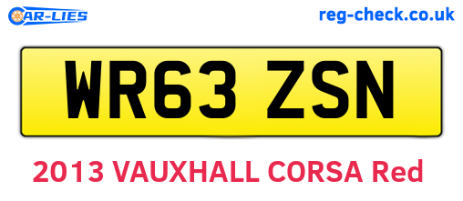 WR63ZSN are the vehicle registration plates.