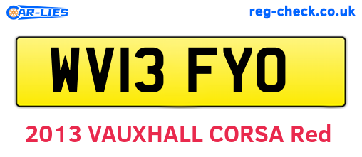 WV13FYO are the vehicle registration plates.