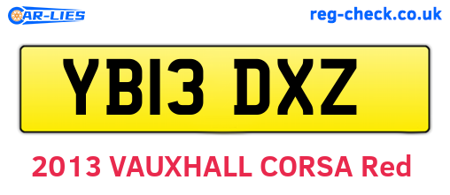 YB13DXZ are the vehicle registration plates.
