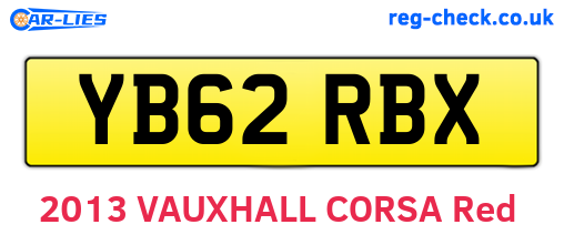 YB62RBX are the vehicle registration plates.