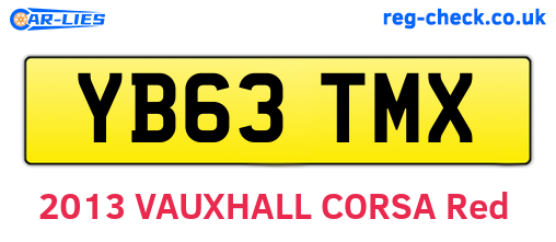 YB63TMX are the vehicle registration plates.