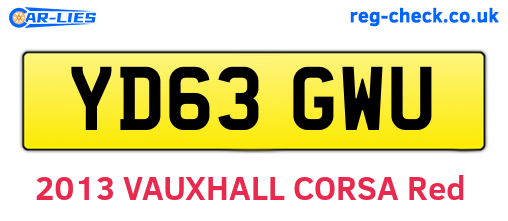 YD63GWU are the vehicle registration plates.