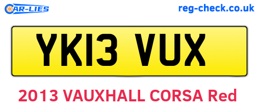 YK13VUX are the vehicle registration plates.