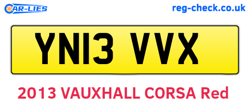 YN13VVX are the vehicle registration plates.
