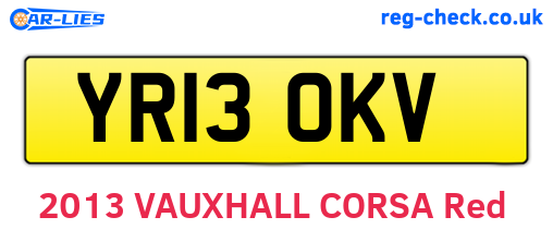 YR13OKV are the vehicle registration plates.
