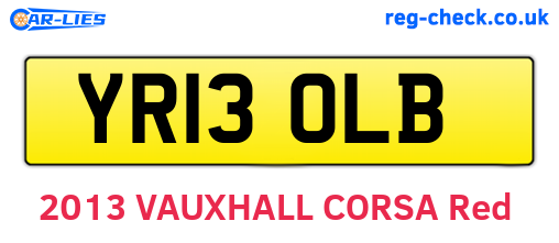 YR13OLB are the vehicle registration plates.