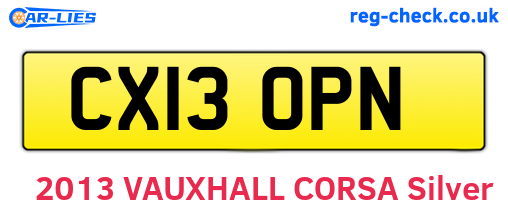 CX13OPN are the vehicle registration plates.
