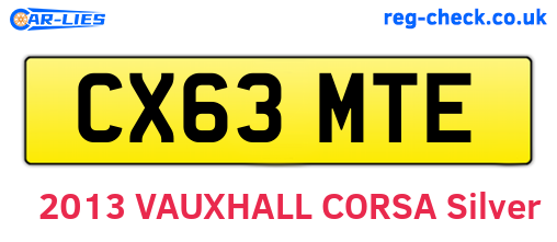 CX63MTE are the vehicle registration plates.