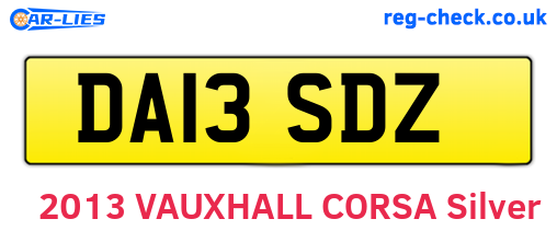 DA13SDZ are the vehicle registration plates.