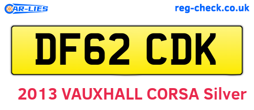 DF62CDK are the vehicle registration plates.