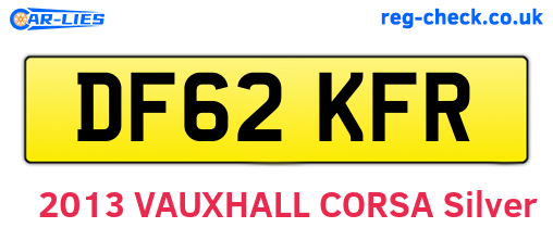 DF62KFR are the vehicle registration plates.