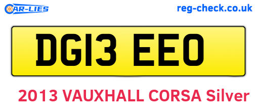 DG13EEO are the vehicle registration plates.