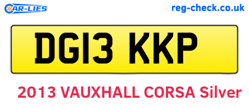 DG13KKP are the vehicle registration plates.