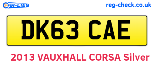 DK63CAE are the vehicle registration plates.