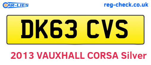 DK63CVS are the vehicle registration plates.