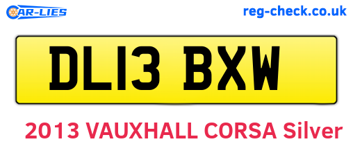 DL13BXW are the vehicle registration plates.