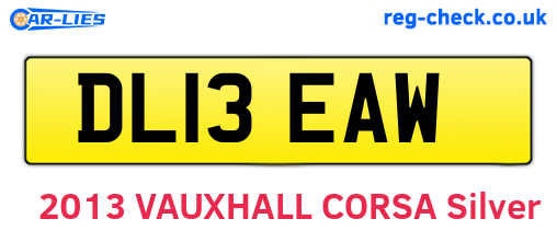 DL13EAW are the vehicle registration plates.