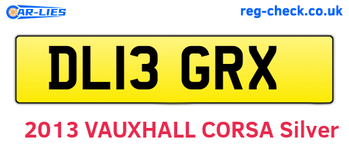 DL13GRX are the vehicle registration plates.