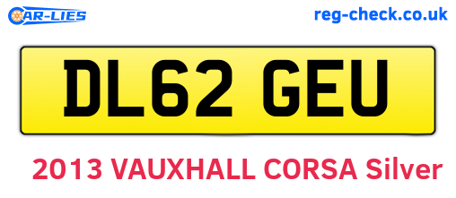 DL62GEU are the vehicle registration plates.