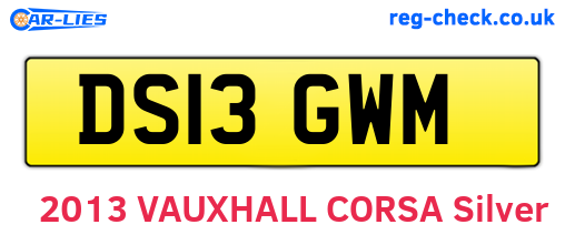 DS13GWM are the vehicle registration plates.
