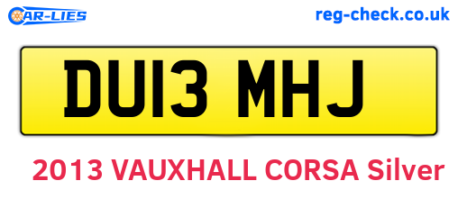 DU13MHJ are the vehicle registration plates.