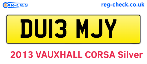 DU13MJY are the vehicle registration plates.
