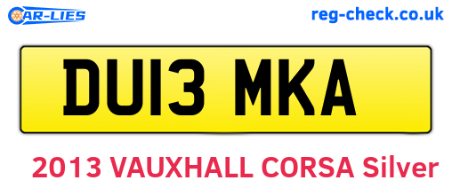DU13MKA are the vehicle registration plates.