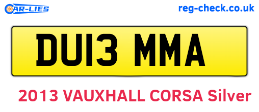 DU13MMA are the vehicle registration plates.