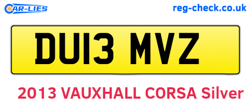 DU13MVZ are the vehicle registration plates.