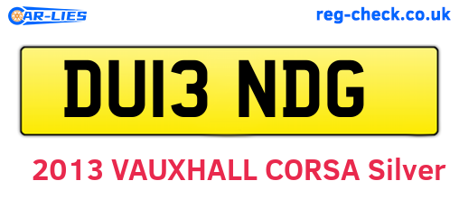 DU13NDG are the vehicle registration plates.