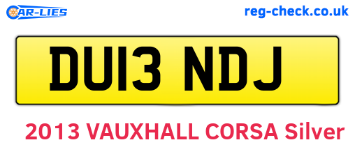 DU13NDJ are the vehicle registration plates.