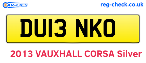 DU13NKO are the vehicle registration plates.