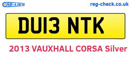 DU13NTK are the vehicle registration plates.