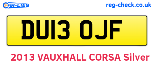 DU13OJF are the vehicle registration plates.