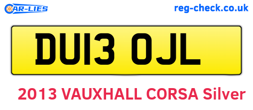 DU13OJL are the vehicle registration plates.