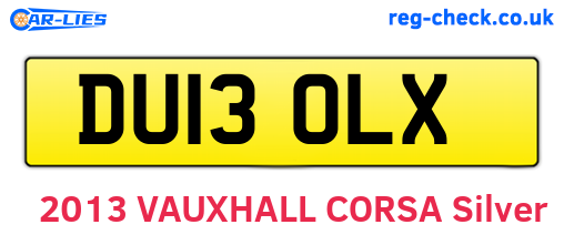 DU13OLX are the vehicle registration plates.