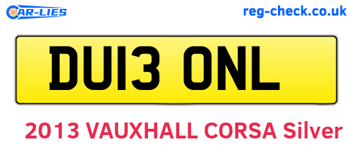 DU13ONL are the vehicle registration plates.