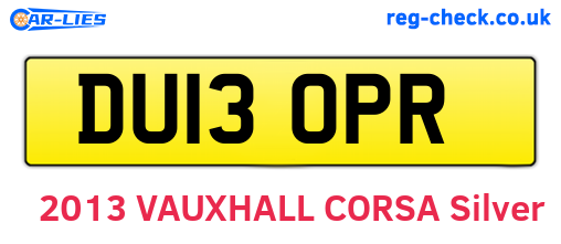 DU13OPR are the vehicle registration plates.