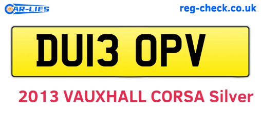 DU13OPV are the vehicle registration plates.