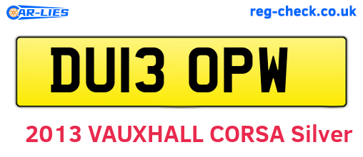 DU13OPW are the vehicle registration plates.