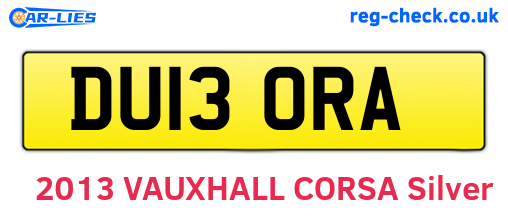 DU13ORA are the vehicle registration plates.