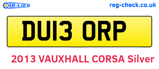 DU13ORP are the vehicle registration plates.