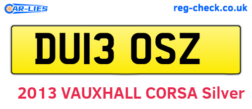 DU13OSZ are the vehicle registration plates.