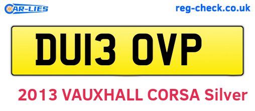 DU13OVP are the vehicle registration plates.
