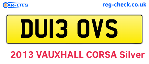 DU13OVS are the vehicle registration plates.