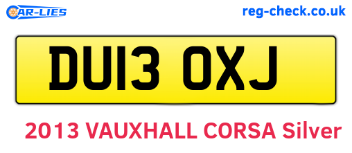 DU13OXJ are the vehicle registration plates.