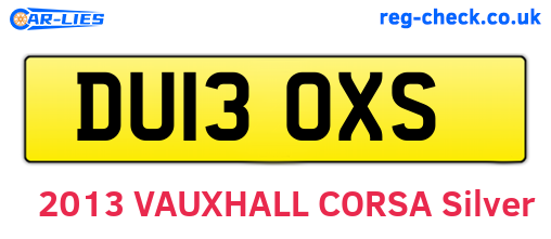 DU13OXS are the vehicle registration plates.