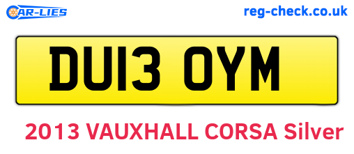 DU13OYM are the vehicle registration plates.